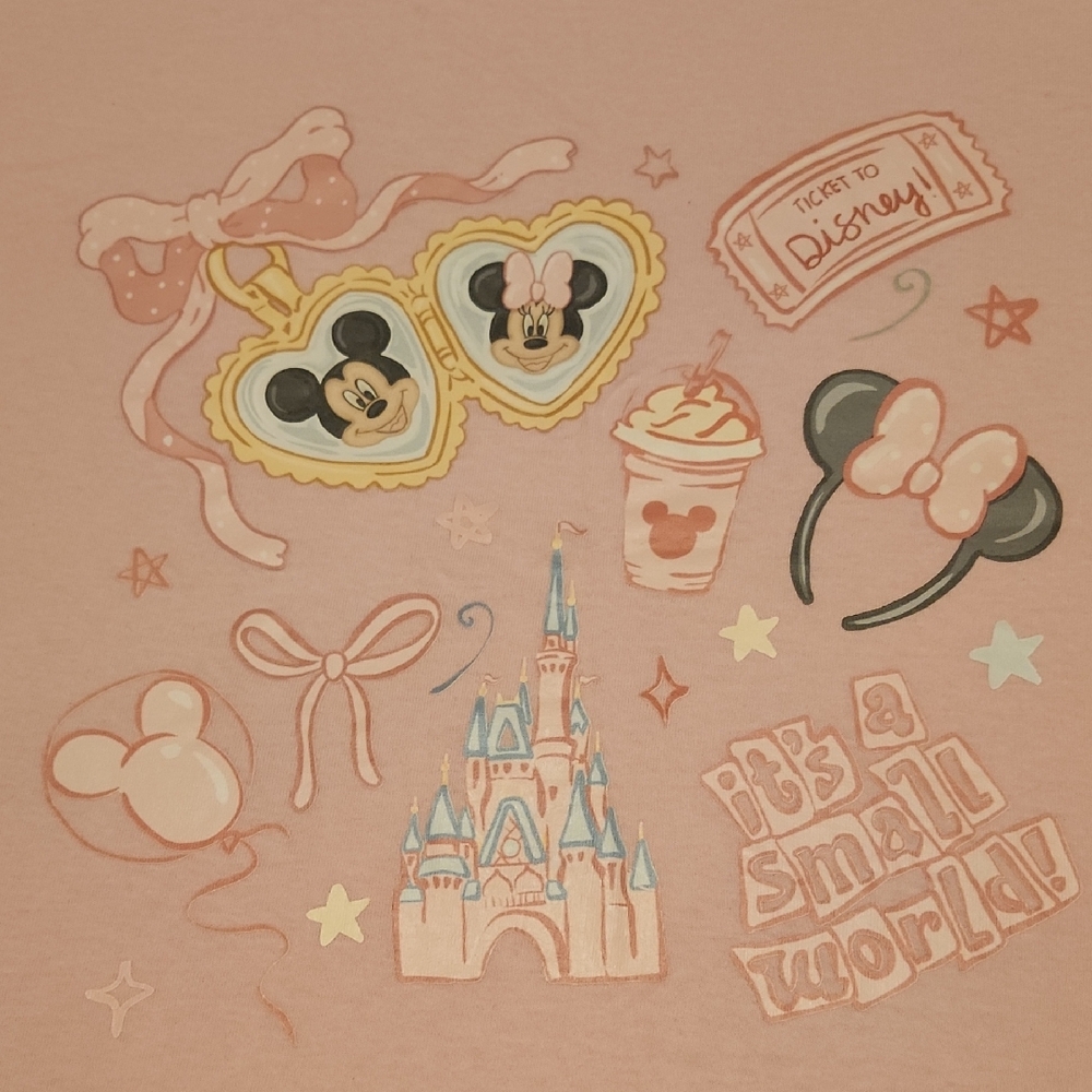Pink Disney Graphic Tee, "Small World", 4XL